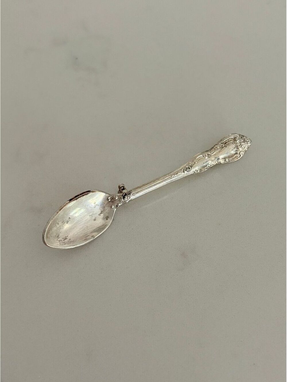 Vintage Towle Sterling Silver Floral Salt Spoon Pin Brooch 2.5"